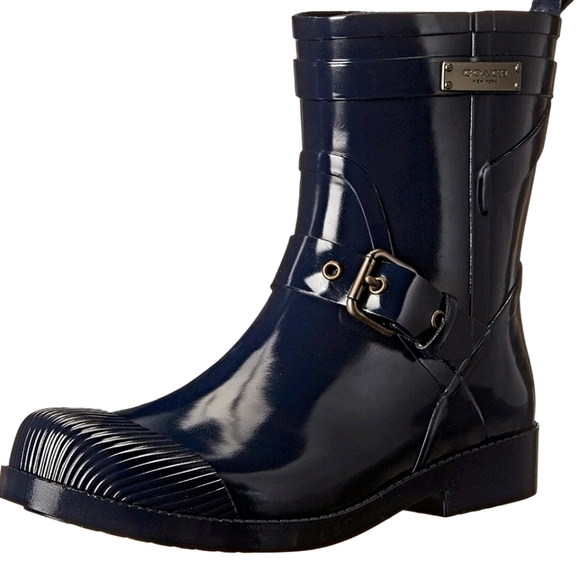 Coach Lester Shiny Rubber Rain Boots